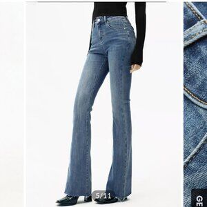 COMMENSE Raw Hem High Waist Bootcut Jeans Size XS Stretch Cotton NWT